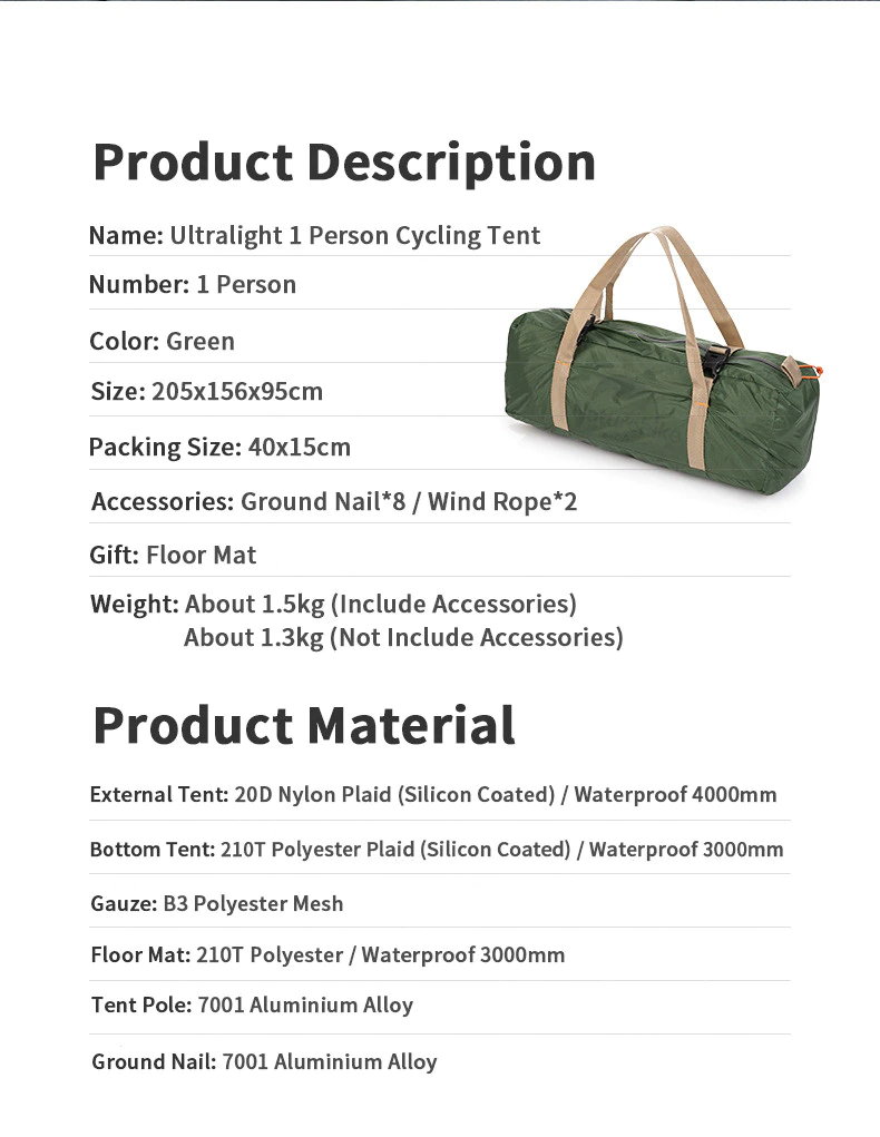Cheap Goat Tents  Ultralight 20d Silicone Cycling Tent Portable Single Camping Tent Outdoor Backpack Tent With Free Mat