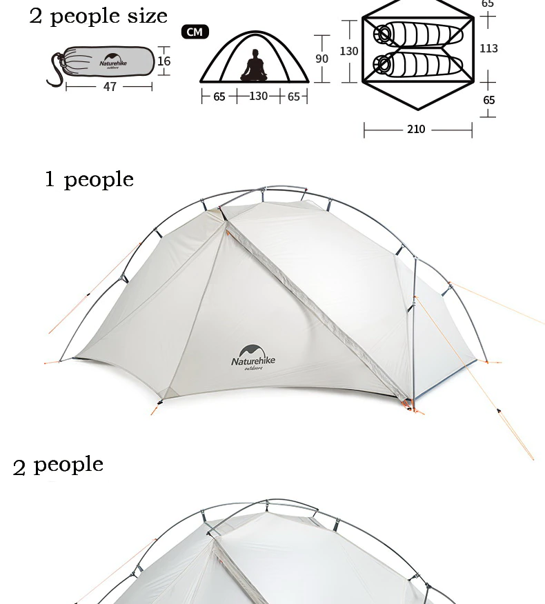 Cheap Goat Tents  Vik 1 Person Waterproof Single Layer Outdoor Tent 15d Nylon Coating Silicone Ultralight Camping Tents With Mat 1.1kg