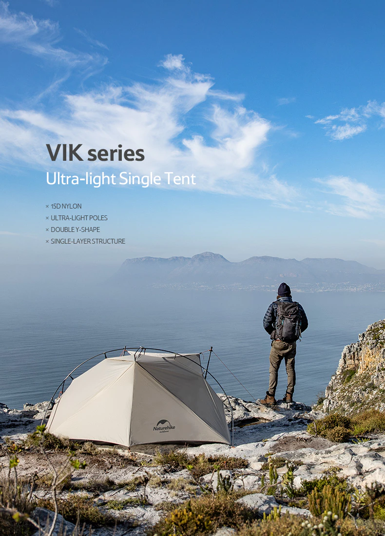Cheap Goat Tents  Vik 1 Person Waterproof Single Layer Outdoor Tent 15d Nylon Coating Silicone Ultralight Camping Tents With Mat 1.1kg