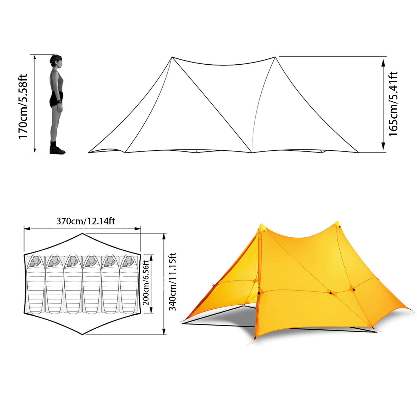 Cheap Goat Tents New Ultralight 870g Outdoor Camping Tent Flysheet 6 Persons 4 Seasons Autumn Winter 20d Silnylon Two