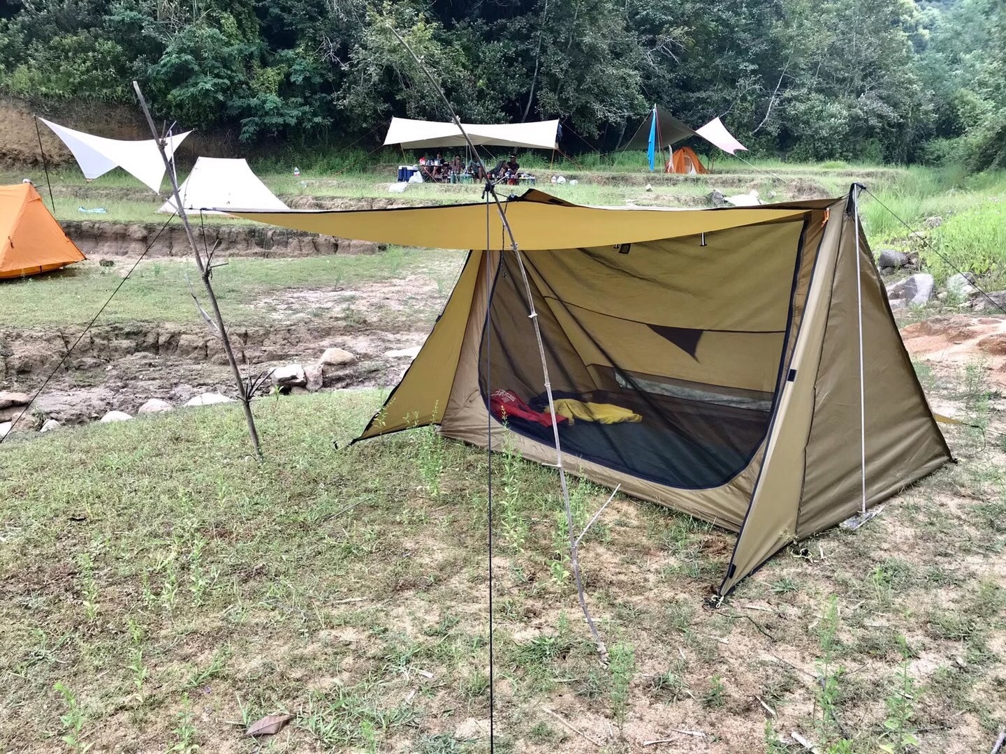 Cheap Goat Tents Outdoor Camping Hiking 3 Season Ultralight Tent Portable Two Person Shelter Without Pole