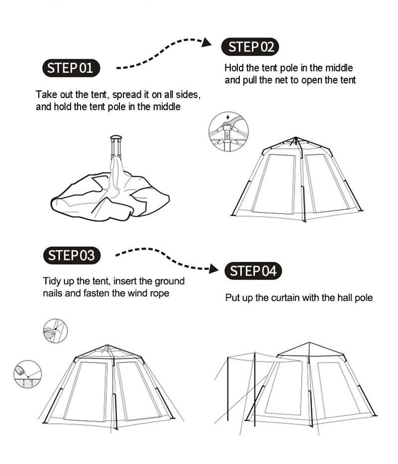 Cheap Goat Tents Outdoor Camping Tent Rainproof Beach Folding Thickened Black Silver Coating Big 3