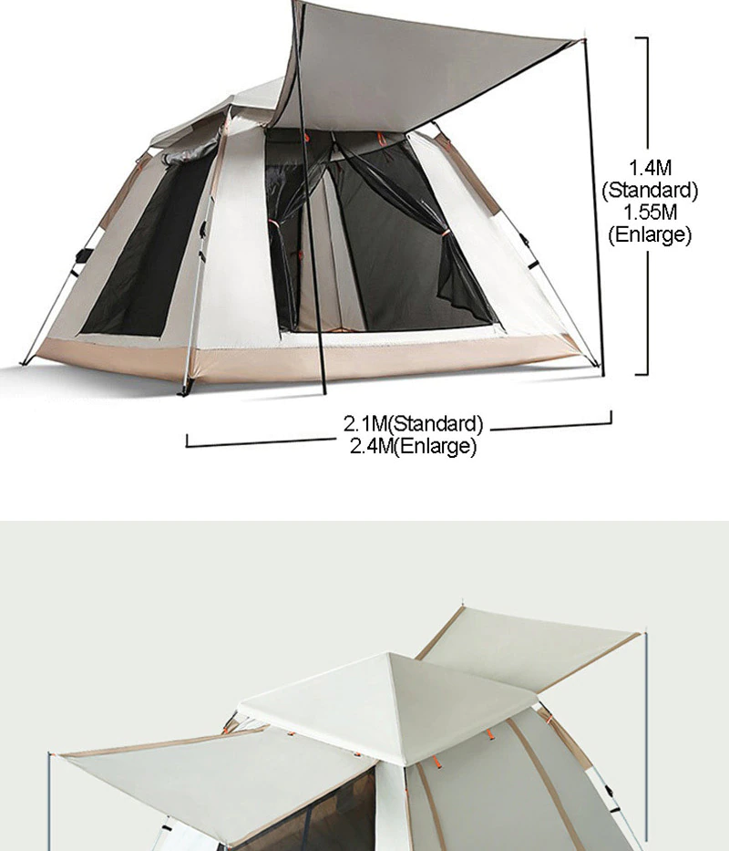 Cheap Goat Tents Outdoor Camping Tent Rainproof Beach Folding Thickened Black Silver Coating Big 3
