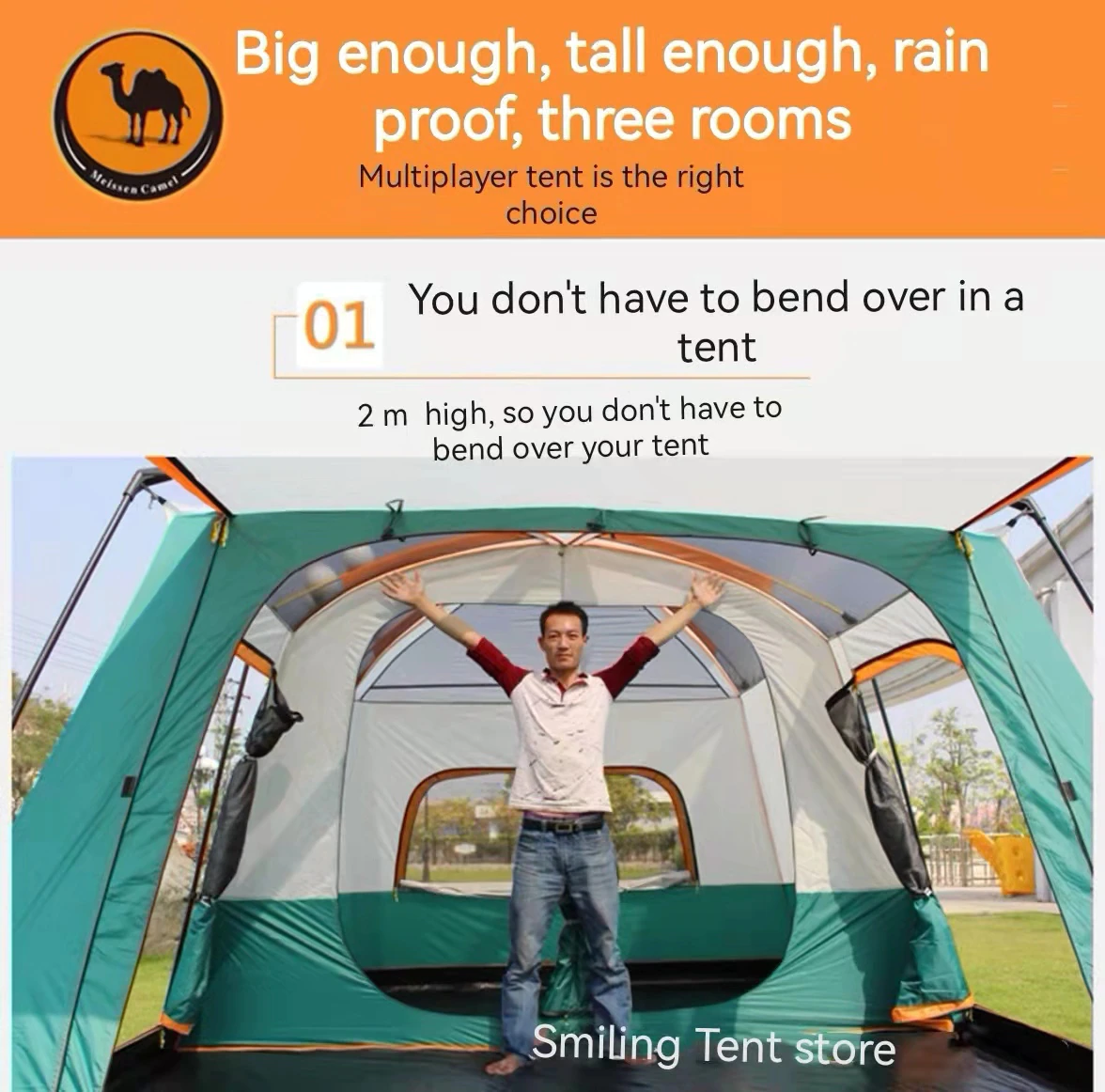 Cheap Goat Tents Outdoor Camping With 2 Bedrooms And 1 Living Room Big Tent 8