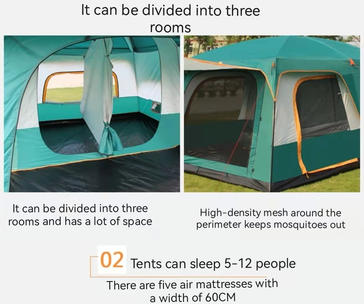 Cheap Goat Tents Outdoor Camping With 2 Bedrooms And 1 Living Room Big Tent 8