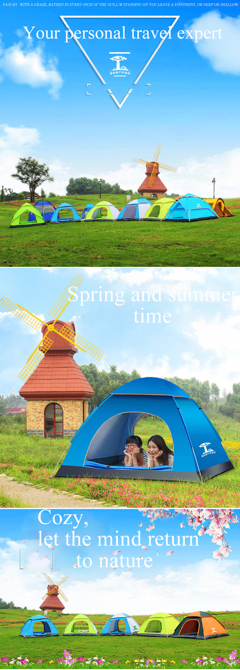 Cheap Goat Tents Outdoor Family Travel Camping Tent Automatic Open Beach Pop Up Tent 2