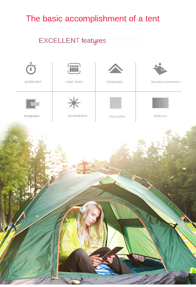 Cheap Goat Tents Outdoor Multi Person Full Automatic Tent Double Deck Windproof Camping Tent
