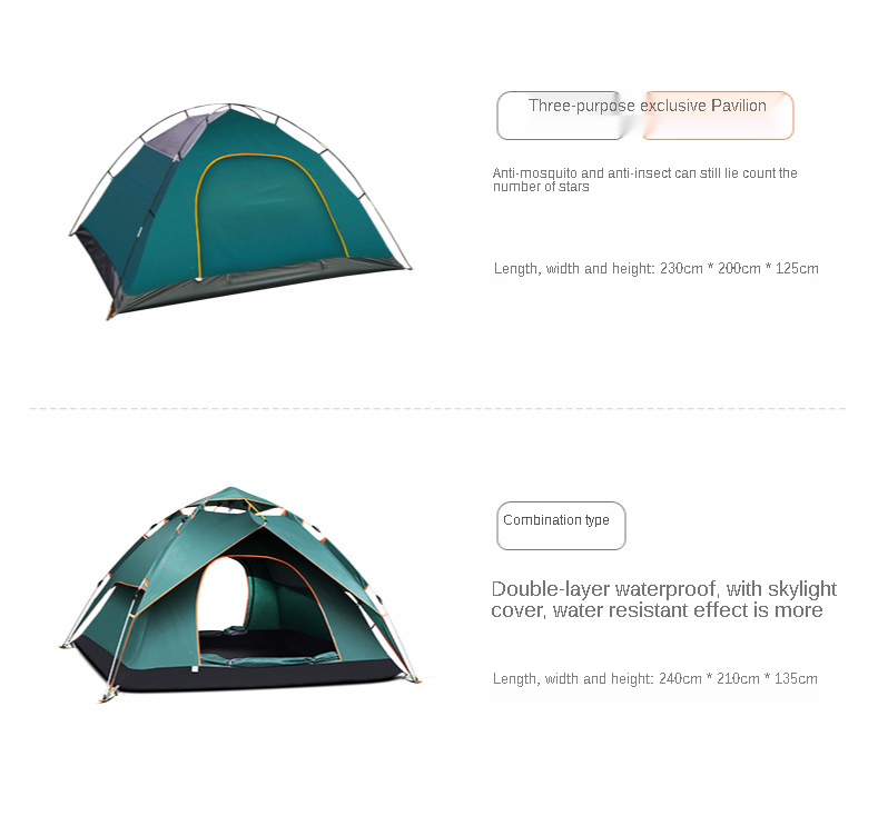 Cheap Goat Tents Outdoor Multi Person Full Automatic Tent Double Deck Windproof Camping Tent
