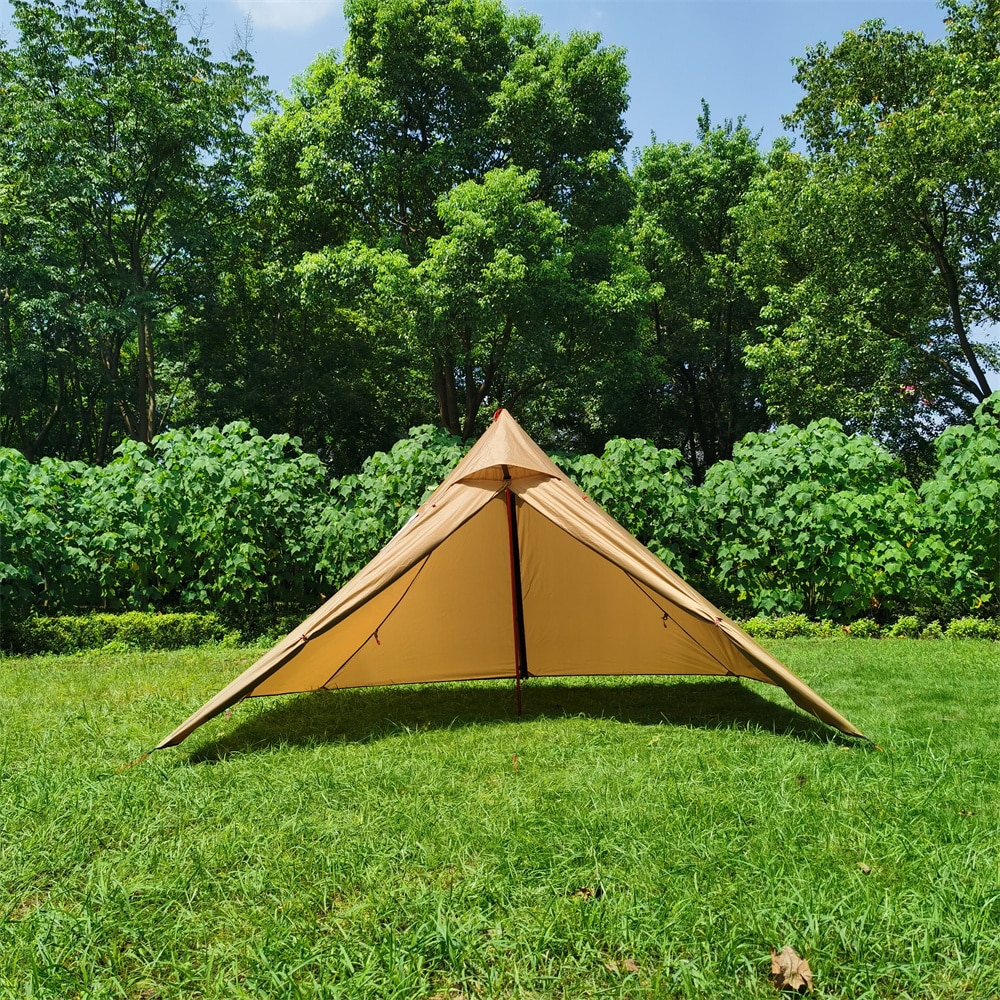 Cheap Goat Tents Outdoor Quadrilateral Pyramid Tent Ultralight Camping Tent 210t Plaid 4 Seasons Backpacking Tent With Chinmey Hole 270x270x160cm
