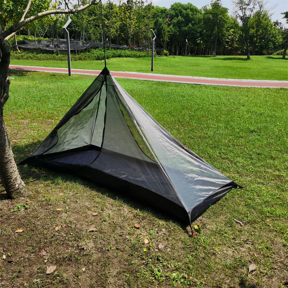 Cheap Goat Tents Outdoor Quadrilateral Pyramid Tent Ultralight Camping Tent 210t Plaid 4 Seasons Backpacking Tent With Chinmey Hole 270x270x160cm