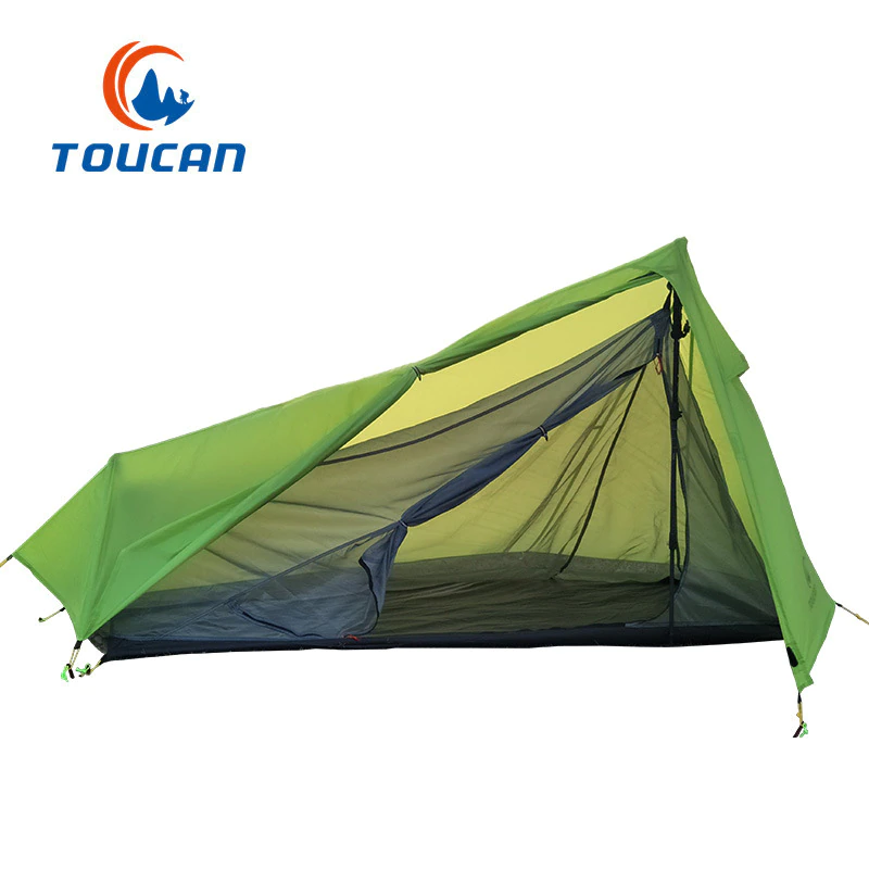 Cheap Goat Tents Outdoor Ultralight Rodless Camping Hiking 3 Season 15d Nylon Silicon Coating Double Layer Tent For 2 Person