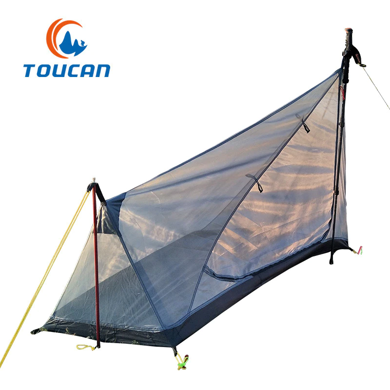 Cheap Goat Tents Outdoor Ultralight Rodless Camping Hiking 3 Season 15d Nylon Silicon Coating Double Layer Tent For 2 Person
