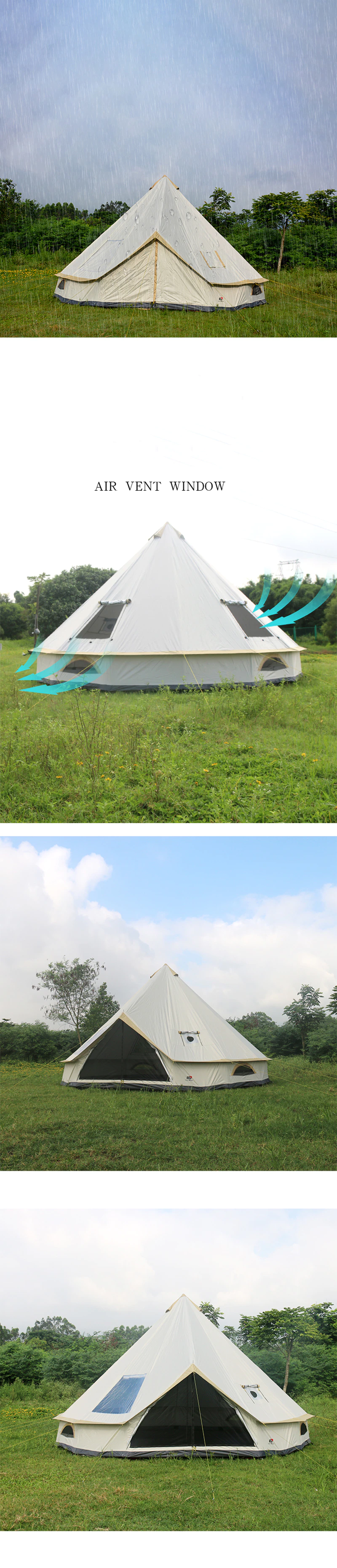 Cheap Goat Tents Oxford Bell Tent With Roof Stove Jack, Waterproof 4 Season Yurt Wall Tents Family Camping Glamping 4