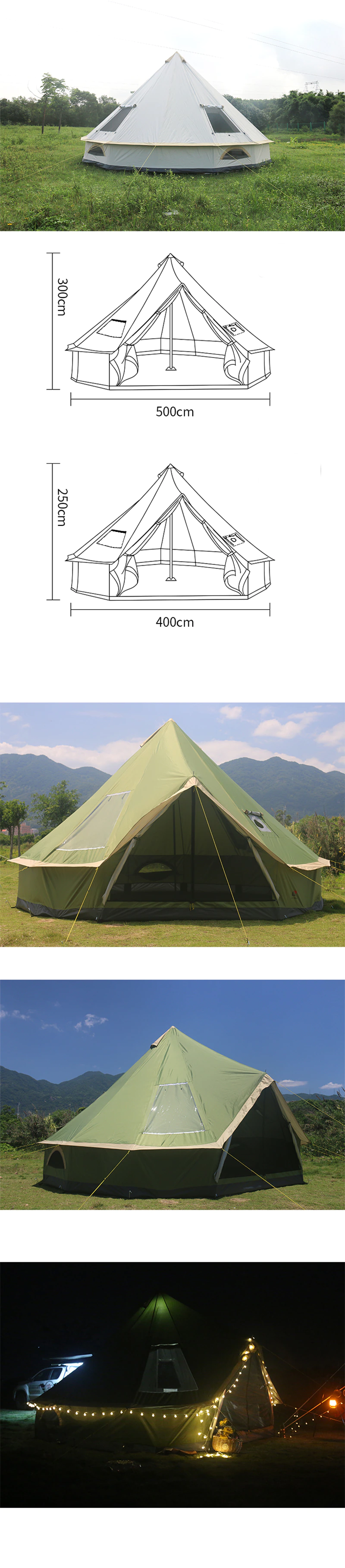 Cheap Goat Tents Oxford Bell Tent With Roof Stove Jack, Waterproof 4 Season Yurt Wall Tents Family Camping Glamping 4