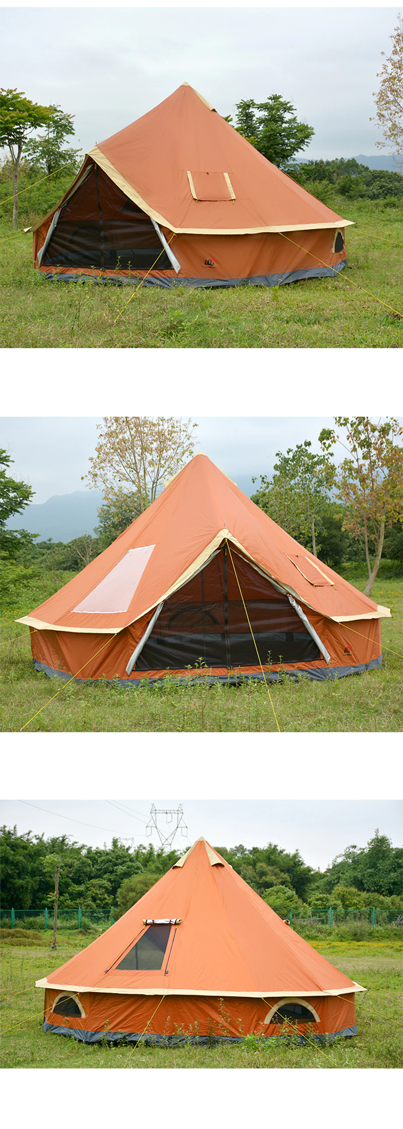 Cheap Goat Tents Oxford Bell Tent With Roof Stove Jack, Waterproof 4 Season Yurt Wall Tents Family Camping Glamping 4