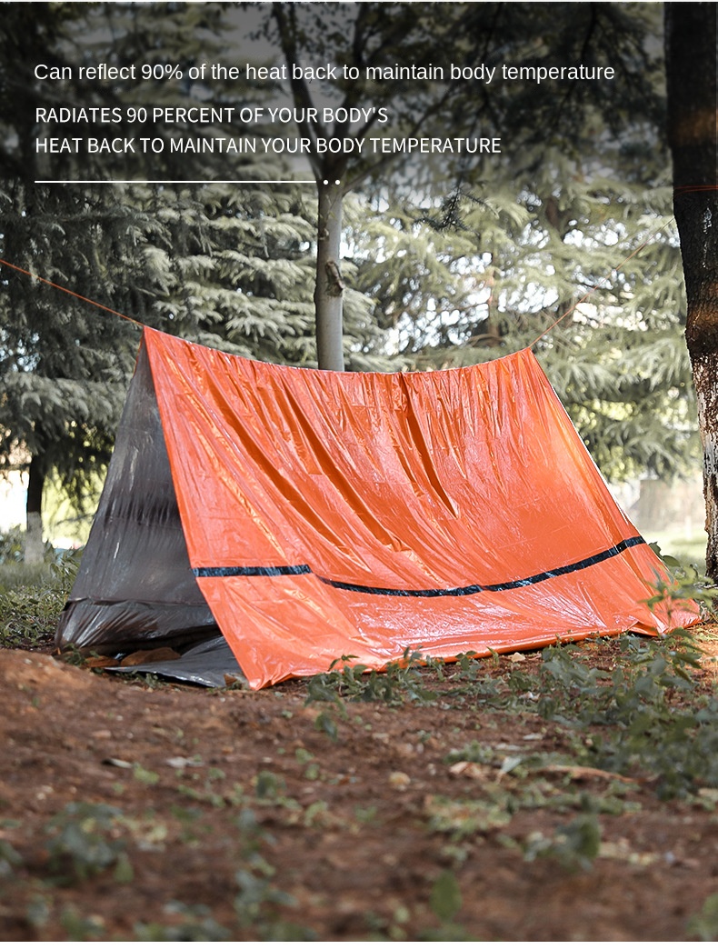 Cheap Goat Tents Portable Outdoor Camping Temporary Simple Sleeping Bag Warm Emergency Blanket Single Layer Aluminum Film Triangle Tent