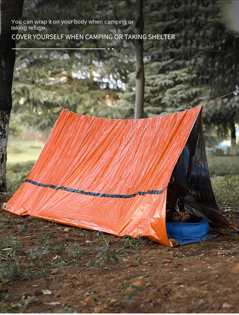 Cheap Goat Tents Portable Outdoor Camping Temporary Simple Sleeping Bag Warm Emergency Blanket Single Layer Aluminum Film Triangle Tent