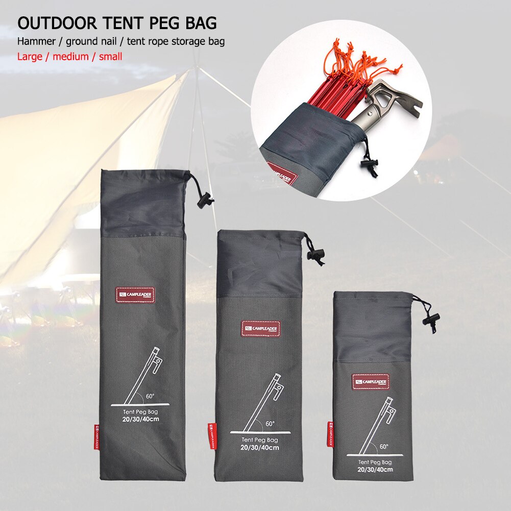 Cheap Goat Tents Portable Tent Pegs Bag Hammer Wind Rope Buckles Tent Nail Stake Storage Pouch Pocket For Outdoor Camping Climbing