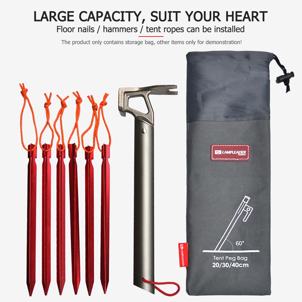 Cheap Goat Tents Portable Tent Pegs Bag Hammer Wind Rope Buckles Tent Nail Stake Storage Pouch Pocket For Outdoor Camping Climbing