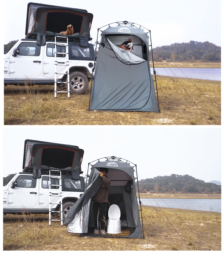 Cheap Goat Tents Portable Toilet Shower Tent Camping Equipment Tourist Awning Ultralight Tarp Hiking Washroom Outdoor Accessories Camp Supplies