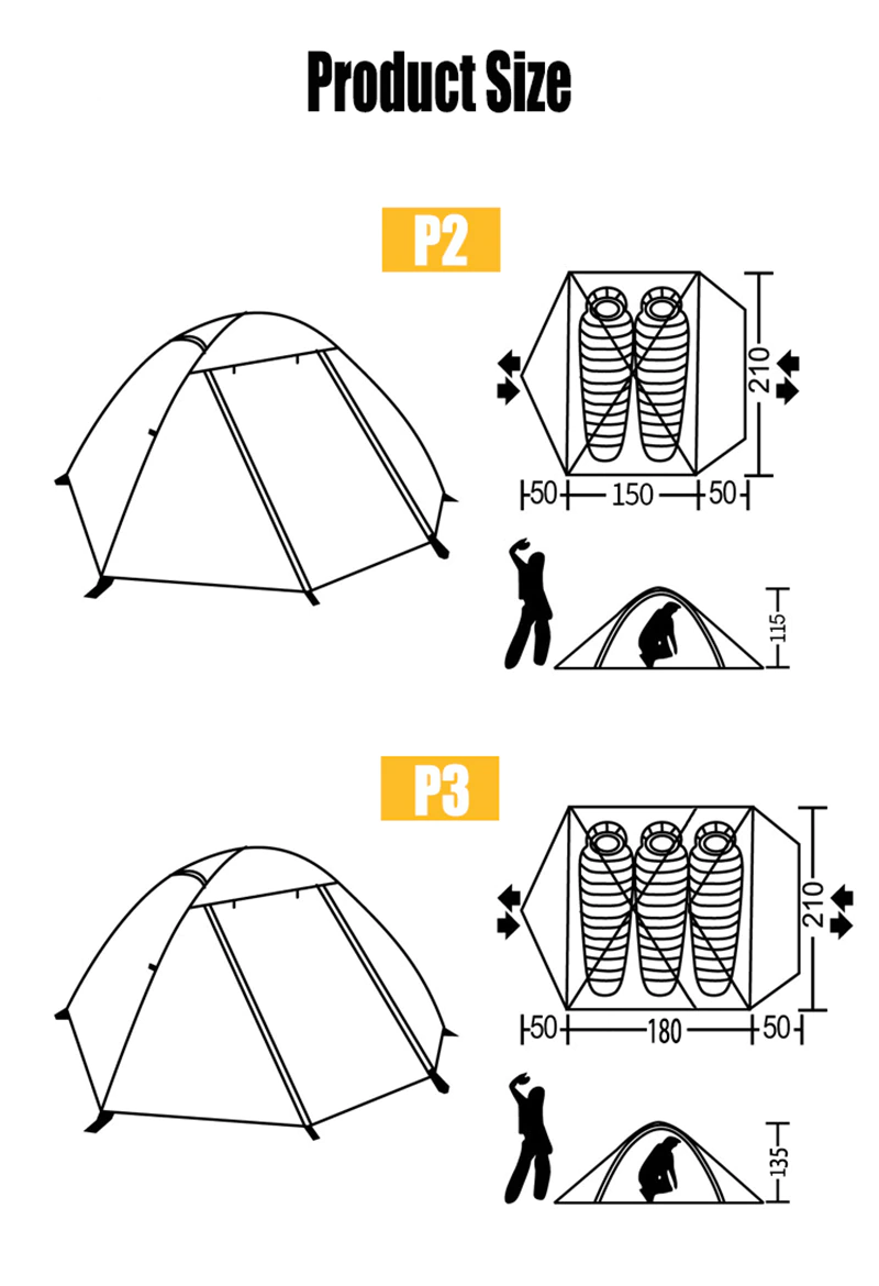 Cheap Goat Tents Portable Ultralight Camping Tent 2 Persons Cycling Tent Double Layers Waterproof Aluminum Pole 3 Season Camping Tent
