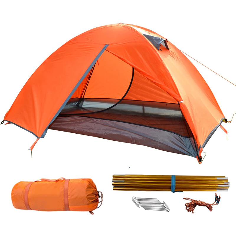 Cheap Goat Tents Portable Ultralight Camping Tent 2 Persons Cycling Tent Double Layers Waterproof Aluminum Pole 3 Season Camping Tent