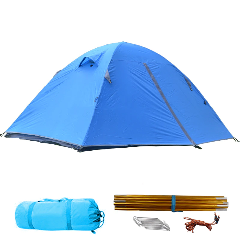 Cheap Goat Tents Portable Ultralight Camping Tent 2 Persons Cycling Tent Double Layers Waterproof Aluminum Pole 3 Season Camping Tent