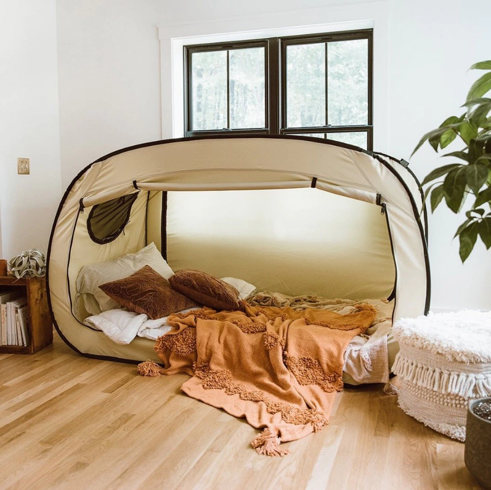 Cheap Goat Tents Privacy Space Pop Single Bed Tent Sleeping Tents Indoor Pop Up Portable Frame Curtains Breathable Cottage Reducing Light