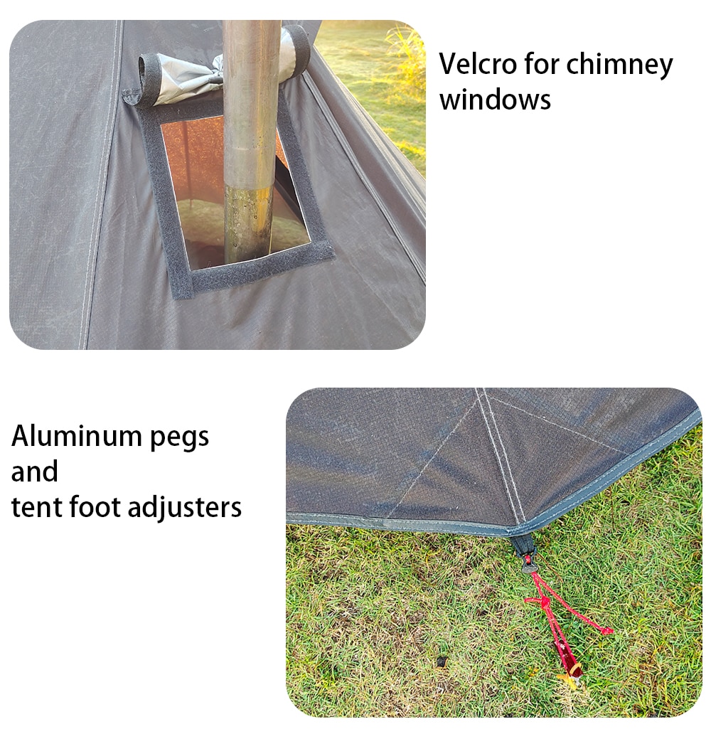 Cheap Goat Tents Pyramid Tent Fly With Chimney Hole Teepee Tent Camping Tipi For Adults Outdoor Ultralight Waterproof One Person Indian Hot Tent