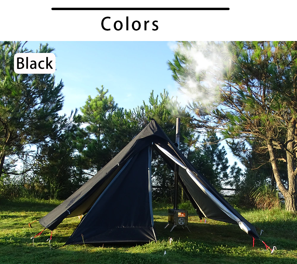 Cheap Goat Tents Pyramid Tent Fly With Chimney Hole Teepee Tent Camping Tipi For Adults Outdoor Ultralight Waterproof One Person Indian Hot Tent