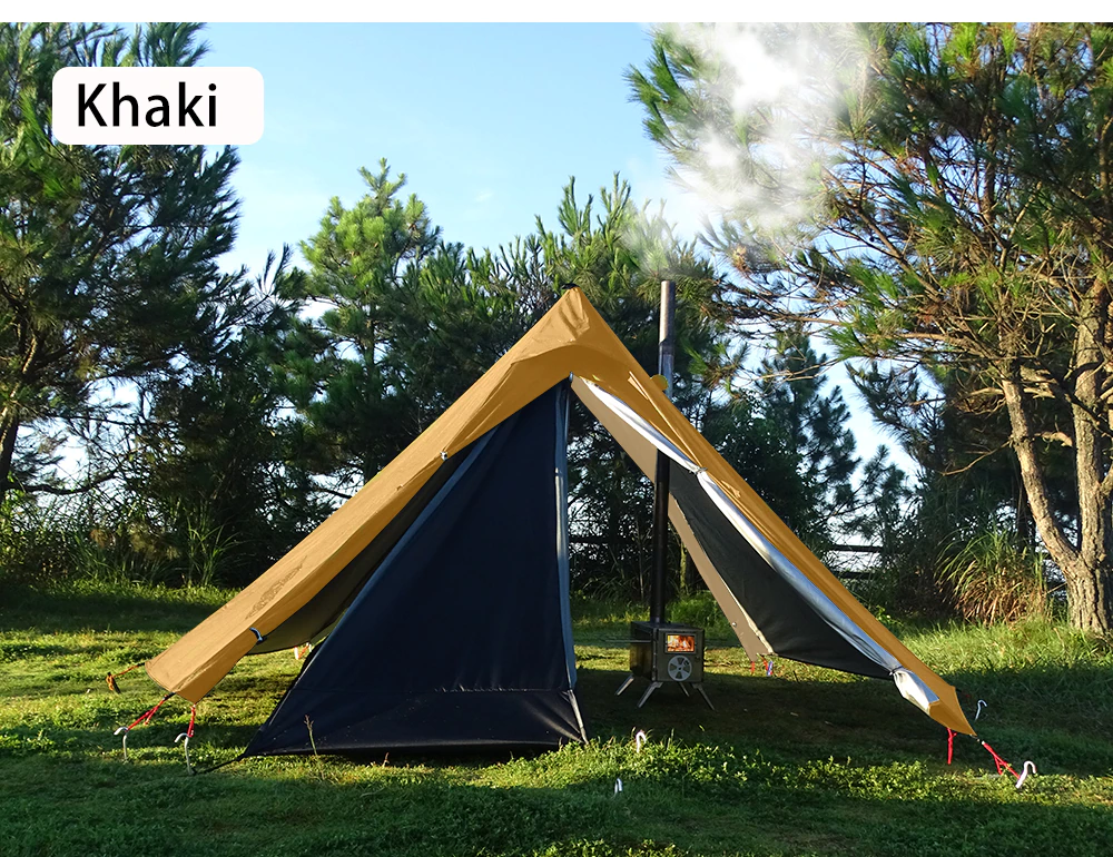 Cheap Goat Tents Pyramid Tent Fly With Chimney Hole Teepee Tent Camping Tipi For Adults Outdoor Ultralight Waterproof One Person Indian Hot Tent