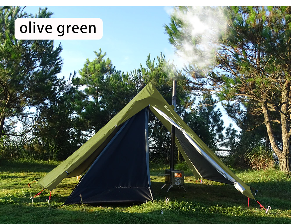 Cheap Goat Tents Pyramid Tent Fly With Chimney Hole Teepee Tent Camping Tipi For Adults Outdoor Ultralight Waterproof One Person Indian Hot Tent