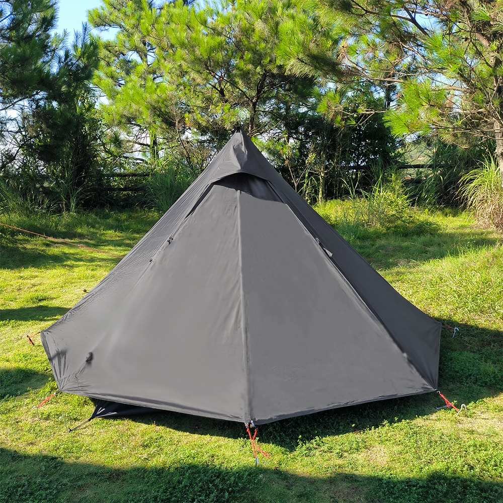 Cheap Goat Tents Pyramid Tent Fly With Chimney Hole Teepee Tent Camping Tipi For Adults Outdoor Ultralight Waterproof One Person Indian Hot Tent