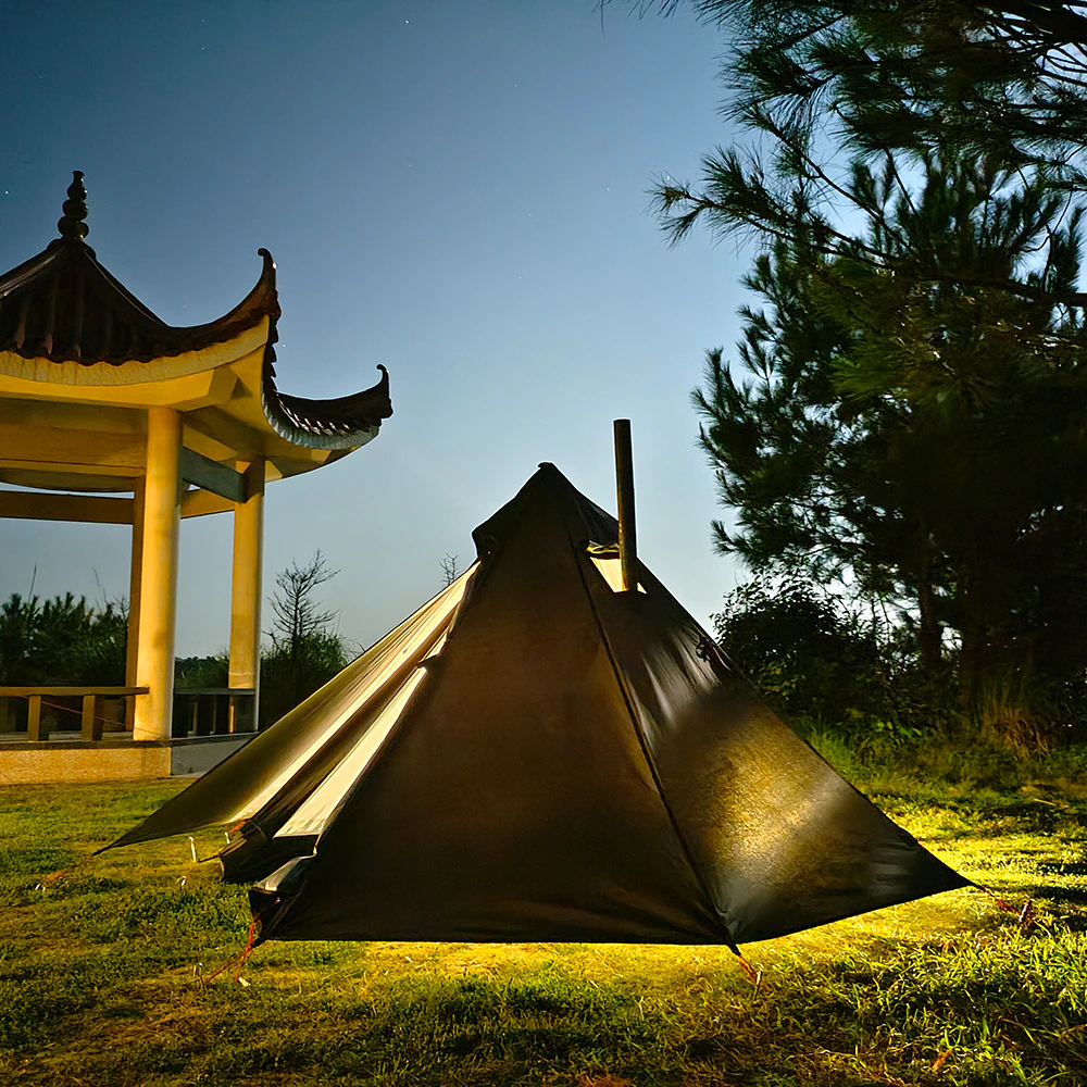 Cheap Goat Tents Pyramid Tent Fly With Chimney Hole Teepee Tent Camping Tipi For Adults Outdoor Ultralight Waterproof One Person Indian Hot Tent
