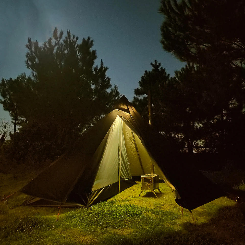 Cheap Goat Tents Pyramid Tent Fly With Chimney Hole Teepee Tent Camping Tipi For Adults Outdoor Ultralight Waterproof One Person Indian Hot Tent