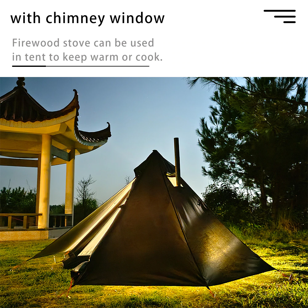 Cheap Goat Tents Pyramid Tent Fly With Chimney Hole Teepee Tent Camping Tipi For Adults Outdoor Ultralight Waterproof One Person Indian Hot Tent