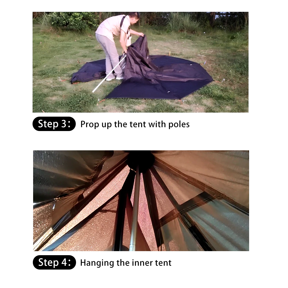 Cheap Goat Tents Pyramid Tent Fly With Chimney Hole Teepee Tent Camping Tipi For Adults Outdoor Ultralight Waterproof One Person Indian Hot Tent