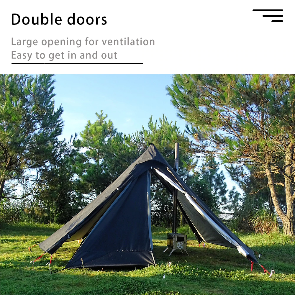 Cheap Goat Tents Pyramid Tent Fly With Chimney Hole Teepee Tent Camping Tipi For Adults Outdoor Ultralight Waterproof One Person Indian Hot Tent