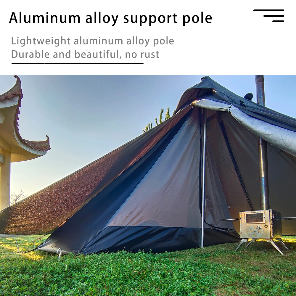 Cheap Goat Tents Pyramid Tent Fly With Chimney Hole Teepee Tent Camping Tipi For Adults Outdoor Ultralight Waterproof One Person Indian Hot Tent