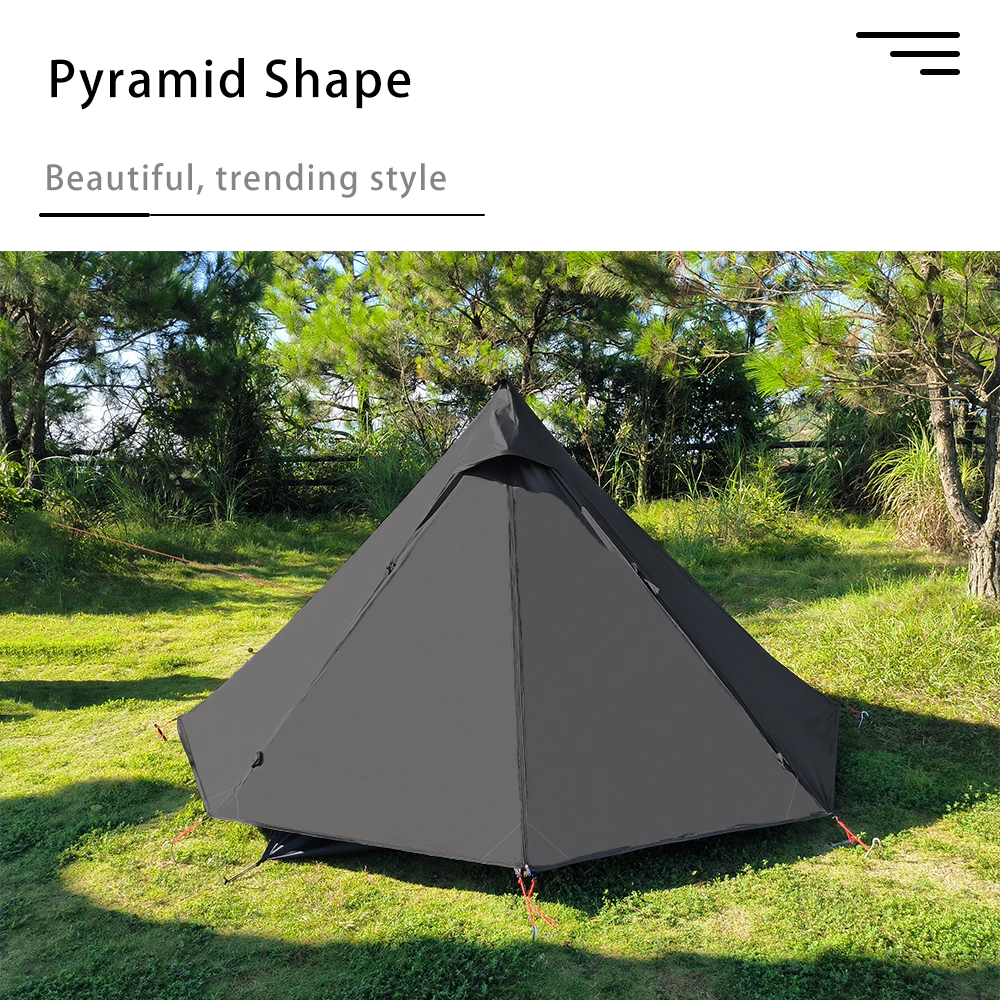 Cheap Goat Tents Pyramid Tent Fly With Chimney Hole Teepee Tent Camping Tipi For Adults Outdoor Ultralight Waterproof One Person Indian Hot Tent