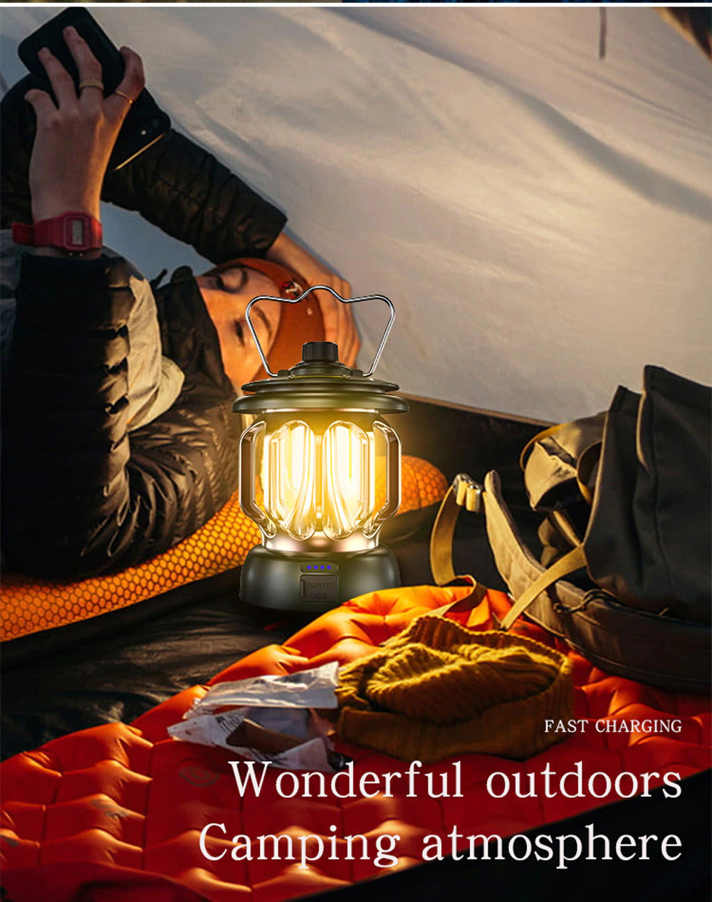 Cheap Goat Tents Retro Portable Camping Lantern 6000mah Outdoor Kerosene Vintage Camp Lamp 3 Lighting Modes Tent Light For Hiking Climbing Yard