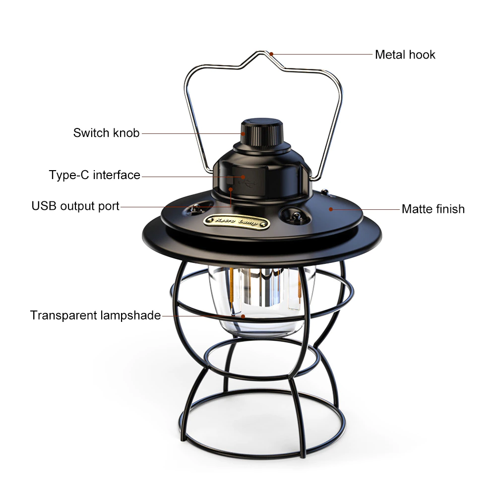 Cheap Goat Tents Retro Portable Camping Lantern 6000mah Outdoor Kerosene Vintage Camp Lamp 3 Lighting Modes Tent Light For Hiking Climbing Yard