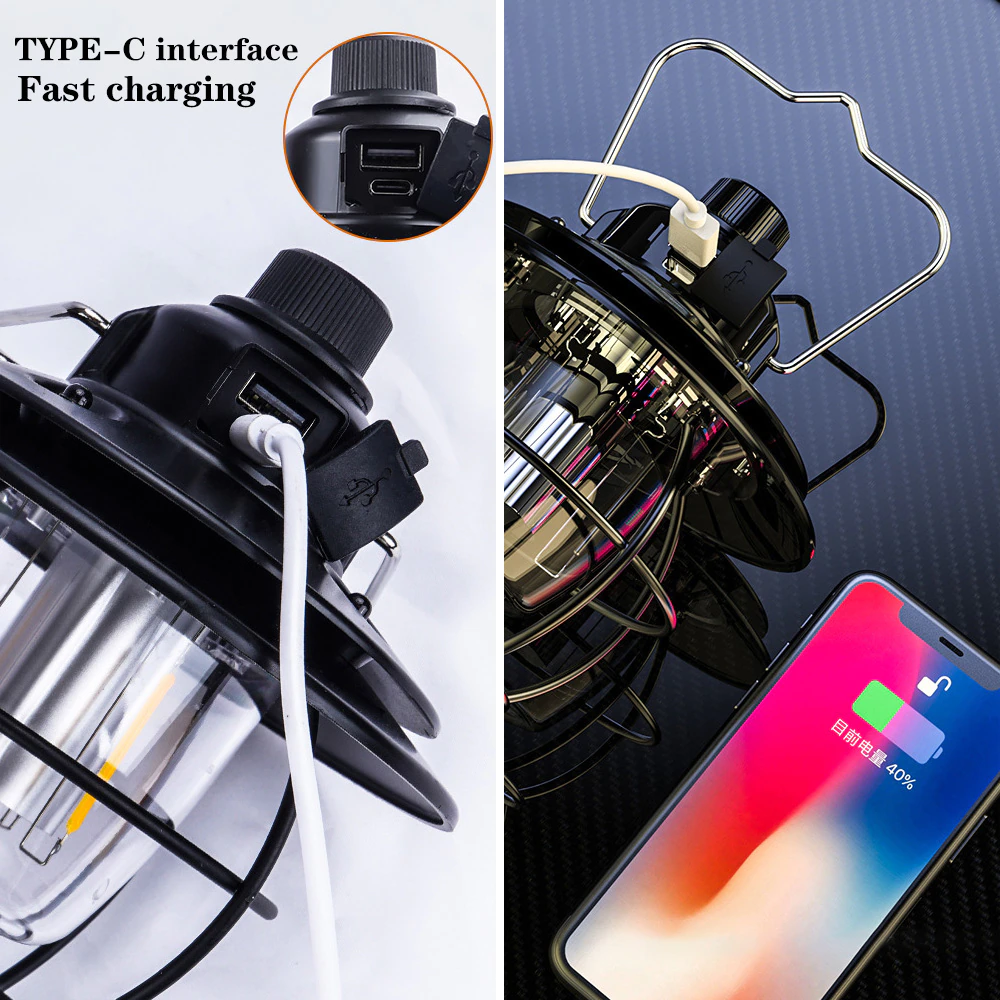 Cheap Goat Tents Retro Portable Camping Lantern 6000mah Outdoor Kerosene Vintage Camp Lamp 3 Lighting Modes Tent Light For Hiking Climbing Yard
