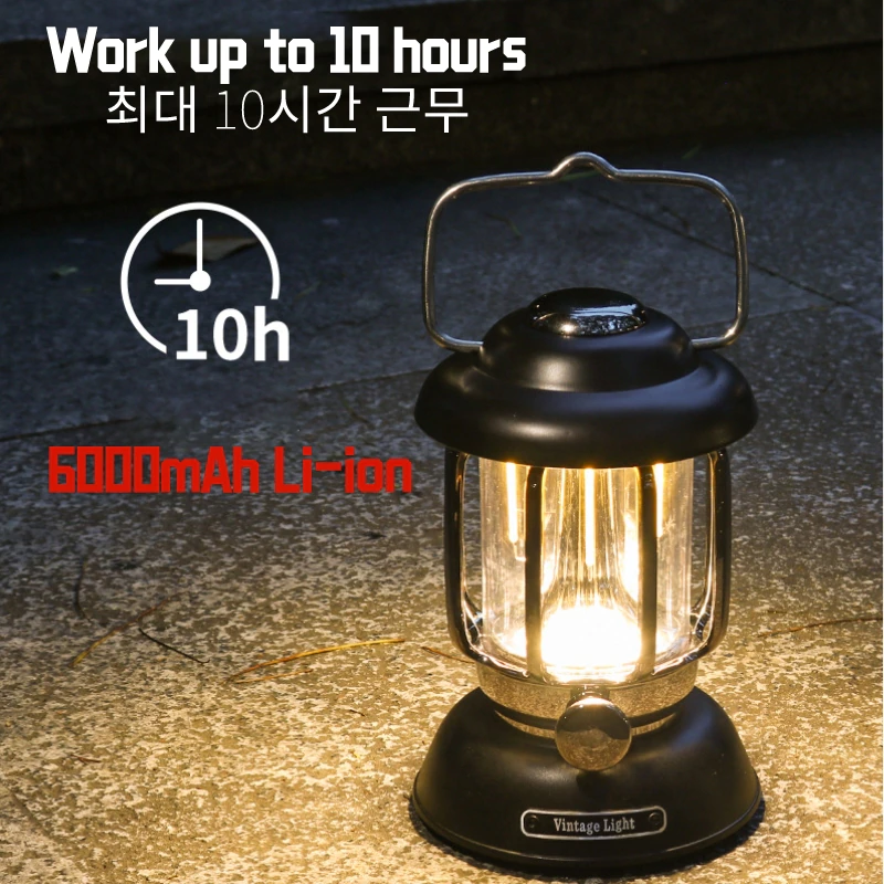 Cheap Goat Tents Retro Portable Camping Lantern 6000mah Outdoor Kerosene Vintage Camp Lamp 3 Lighting Modes Tent Light For Hiking Climbing Yard