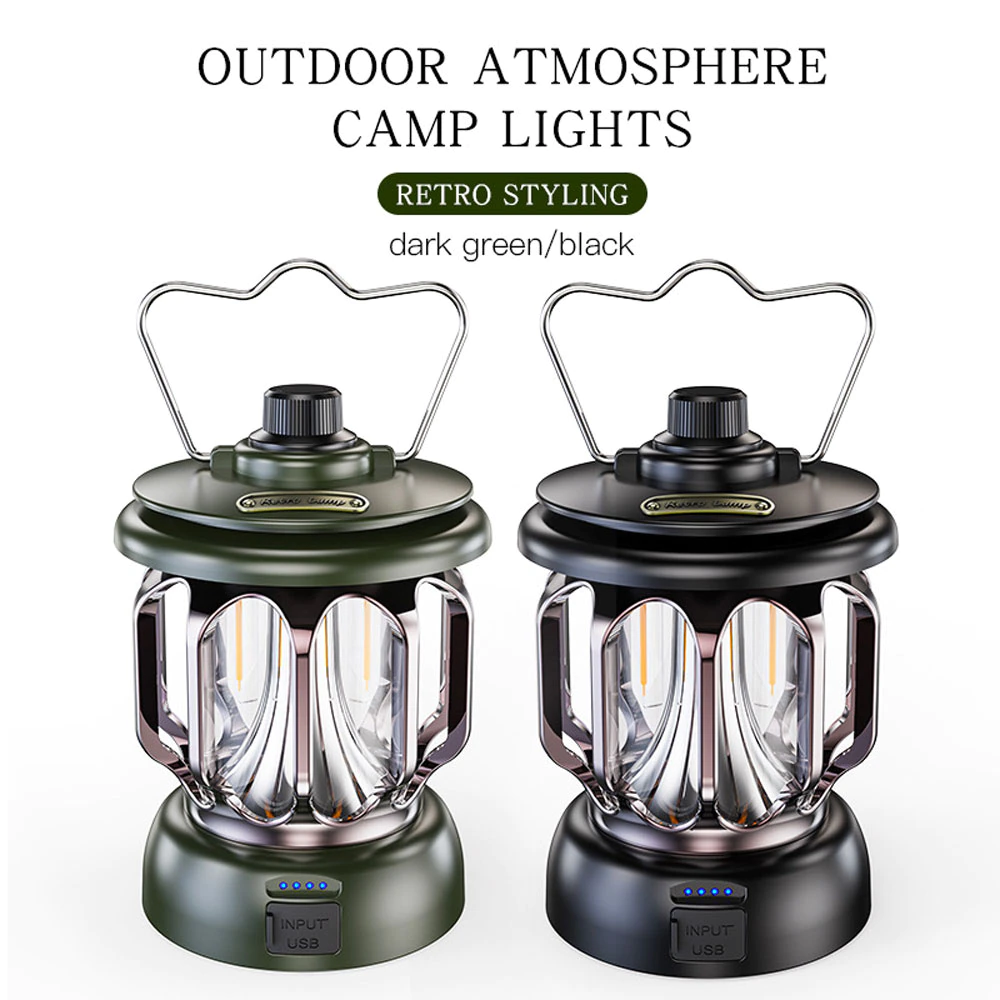 Cheap Goat Tents Retro Portable Camping Lantern 6000mah Outdoor Kerosene Vintage Camp Lamp 3 Lighting Modes Tent Light For Hiking Climbing Yard