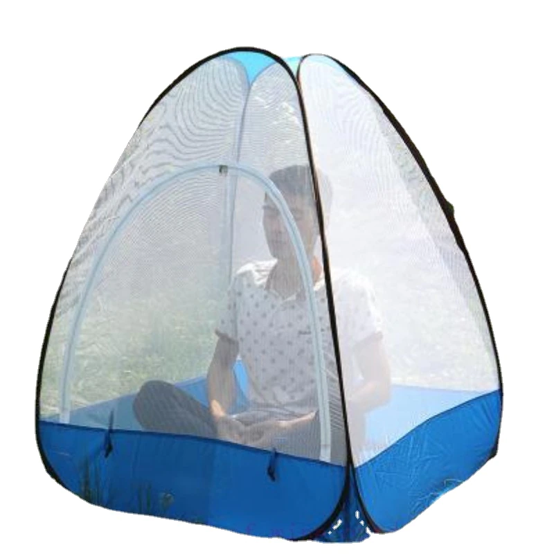 Cheap Goat Tents Single Person Anti Mosquito Sit In Lie Down Automatic Pop Up Buddhist Meditation Nap Yoga Indoor Outdoor Camping Net Beach Tent