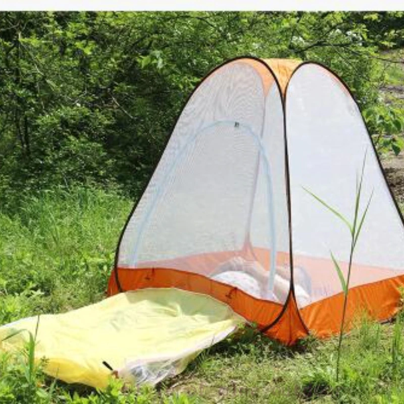 Cheap Goat Tents Single Person Anti Mosquito Sit In Lie Down Automatic Pop Up Buddhist Meditation Nap Yoga Indoor Outdoor Camping Net Beach Tent