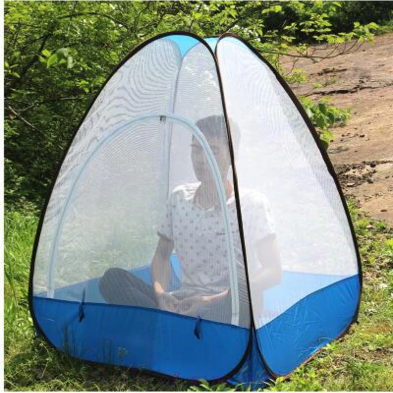Cheap Goat Tents Single Person Anti Mosquito Sit In Lie Down Automatic Pop Up Buddhist Meditation Nap Yoga Indoor Outdoor Camping Net Beach Tent