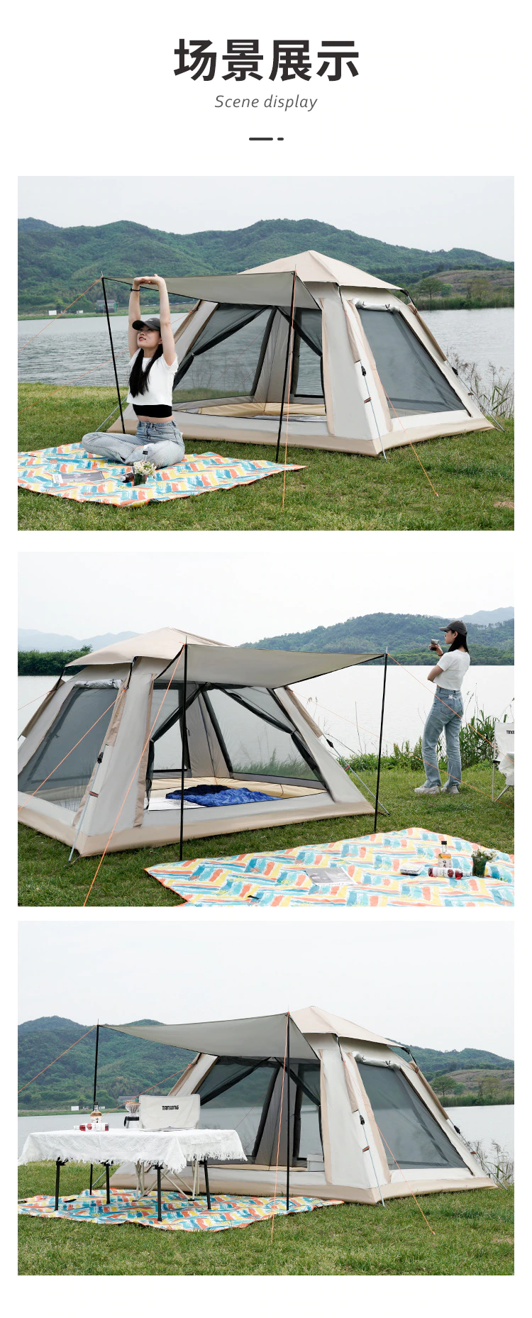 Cheap Goat Tents Swolf Outdoor Automaticfully Tent 5~8 Person Beach Quick Open Folding Camping Double Rainproof Camping Shelters One Bedroom