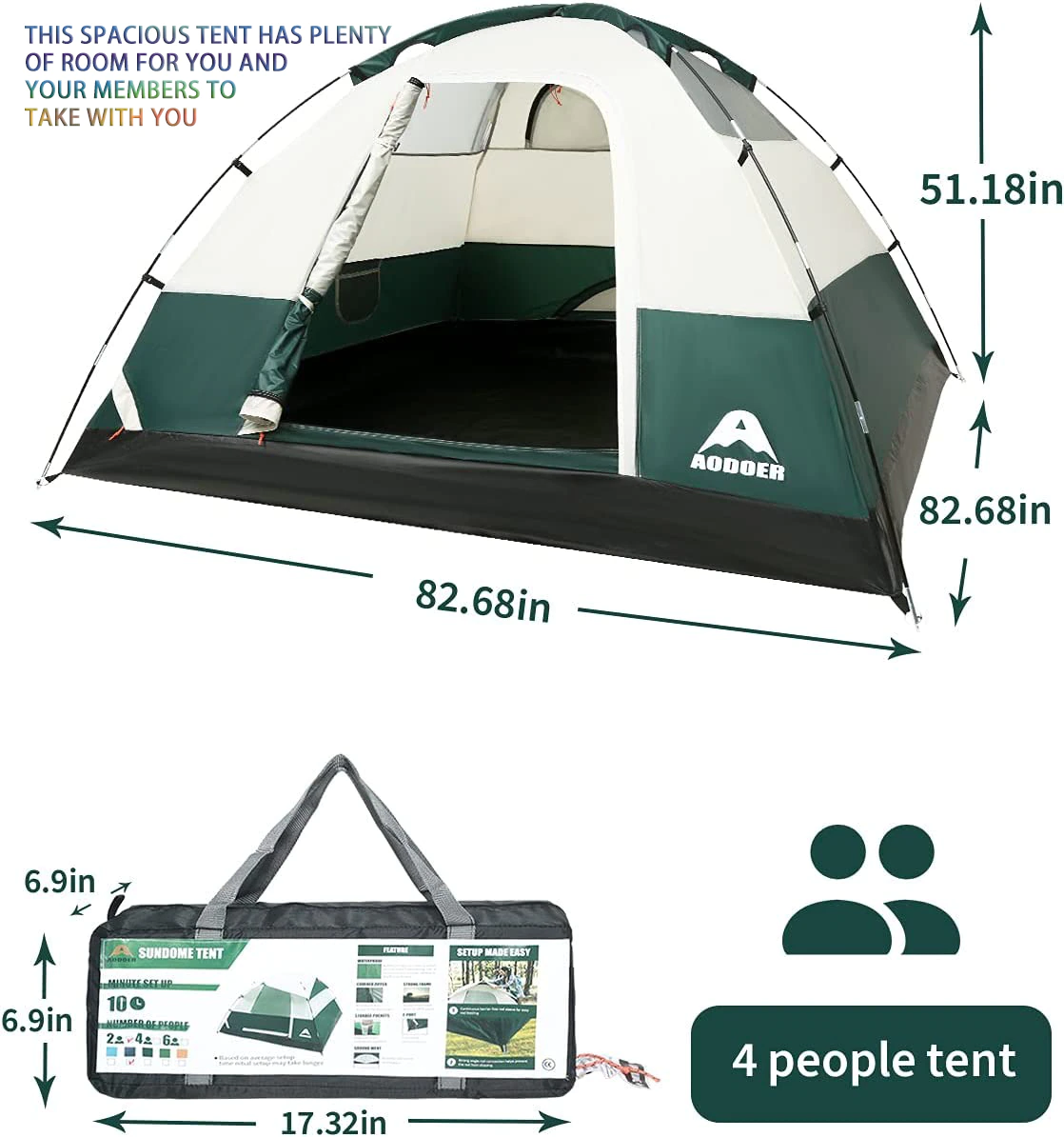 Cheap Goat Tents Tanxianzhe Camping Tent Family Tent Double Layer, Lightweight Waterproof Tent With Top Umbrella And Carry Bag
